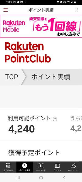 筆者の楽天カードにおけるポイント